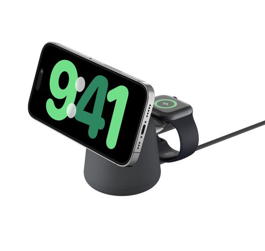 Belkin BoostCharge Pro 2-in-1 Wireless Qi2 Charging Dock + 30W USB-C PSU + USB-C Cable (1.5M) - B...