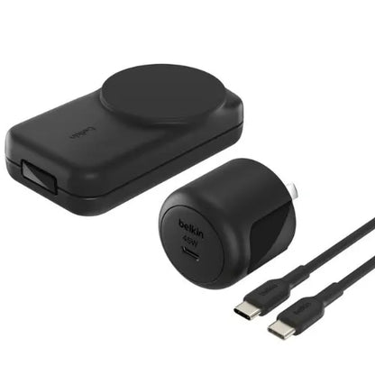 Belkin UltraCharge 3-in-1 Foldable Magnetic Charger With Qi2(25W)+USB-C Wall Charger(45W)+USB-C C... - Image 3