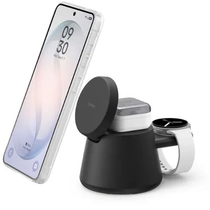 Belkin UltraCharge 3-in-1 Modular Charging Dock w/ Qi2 25W+45W Wall Charger+USB-C Cable(1M) -Blac...