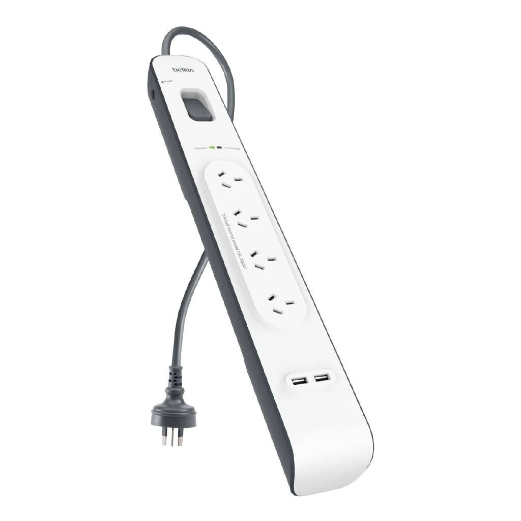 Belkin SurgePlus 4-Outlet 2-Meter Surge Protection Strip With Two (2.4) Amp USB Charging Ports...