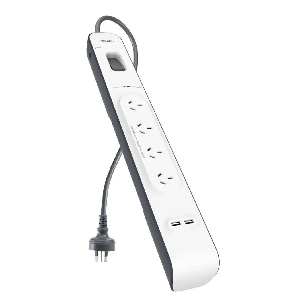 Belkin SurgePlus 4-Outlet Surge Protector With Dual USB Port 2.4 Amp-White(BSV401au2M),Heavy Duty...