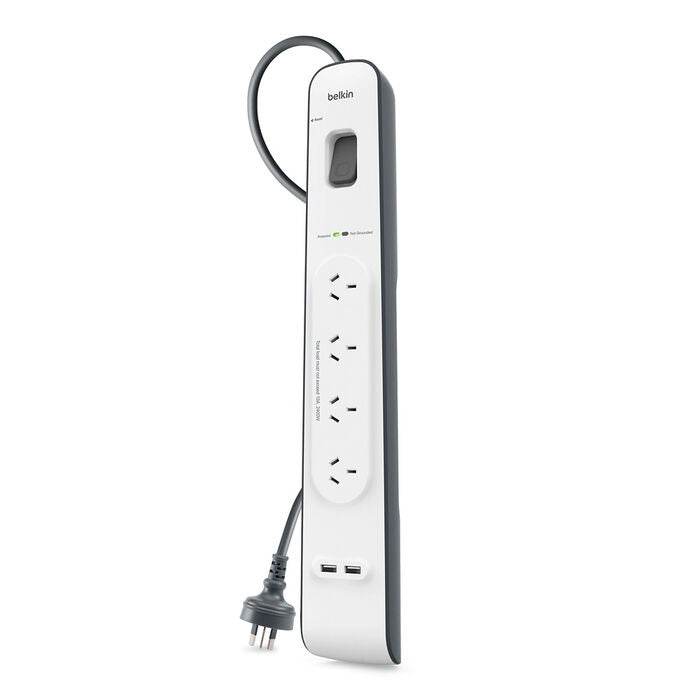 Belkin SurgePlus 4-Outlet 2-Meter Surge Protection Strip With Two (2.4) Amp USB Charging Ports... - Image 2
