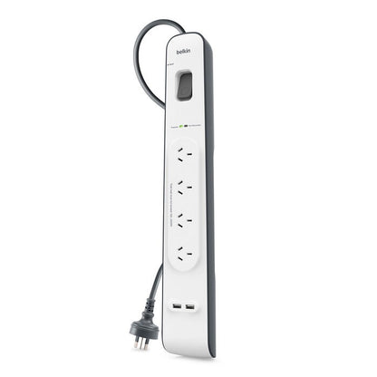 Belkin SurgePlus 4-Outlet 2-Meter Surge Protection Strip With Two (2.4) Amp USB Charging Ports... - Image 2