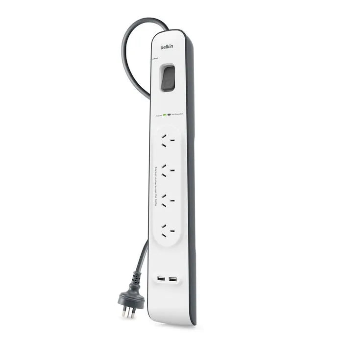 Belkin SurgePlus 4-Outlet Surge Protector With Dual USB Port 2.4 Amp-White(BSV401au2M),Heavy Duty... - Image 2