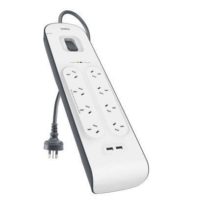 Belkin SurgePlus 8-Outlet 2-Meter Surge Protection Strip With Two (2.4) Amp USB Charging Ports...