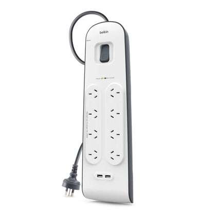 Belkin SurgePlus 8-Outlet 2-Meter Surge Protection Strip With Two (2.4) Amp USB Charging Ports... - Image 2