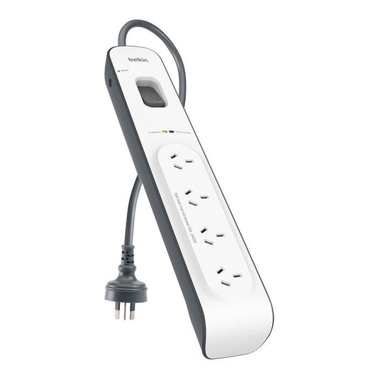 Belkin SurgeMaster 4-Outlet Surge Protection Strip - White/Grey (BSV400au2M), 2M Power Cord, 525...
