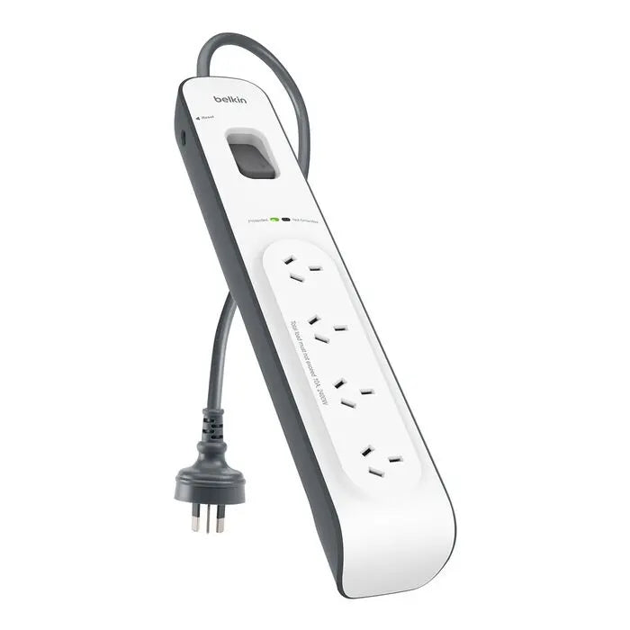 Belkin SurgeMaster 4-Outlet Surge Protection Strip with 2M Power Cord - White/Grey (BSV400au2M),...