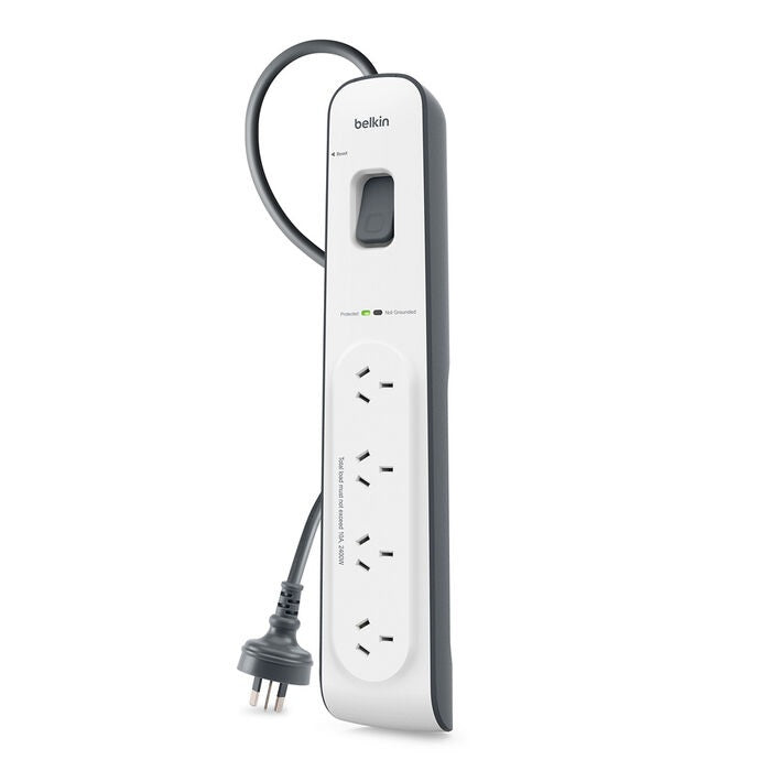 Belkin SurgeMaster 4-Outlet Surge Protection Strip - White/Grey (BSV400au2M), 2M Power Cord, 525... - Image 2
