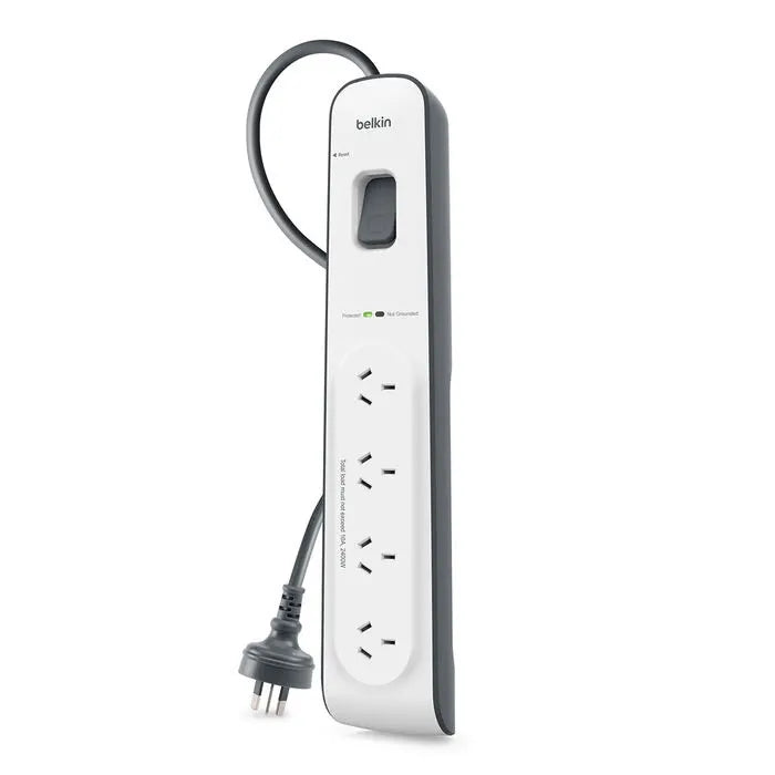 Belkin SurgeMaster 4-Outlet Surge Protection Strip with 2M Power Cord - White/Grey (BSV400au2M),... - Image 2