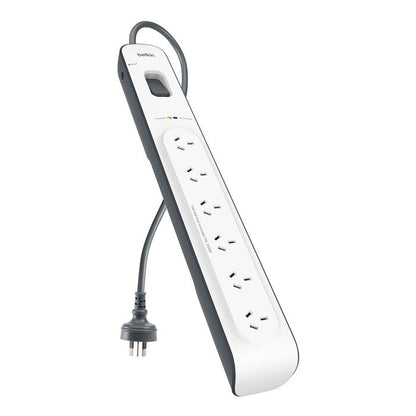 Belkin SurgeMaster 6-Outlet Surge Protection Strip - White/Grey (BSV603au2M), 2M Power Cord, 650...