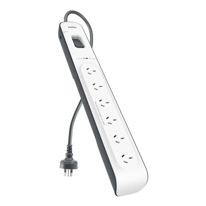 Belkin SurgeMaster 6-Outlet Surge Protection Strip with 2M Power Cord - White/Grey (BSV603au2M),...