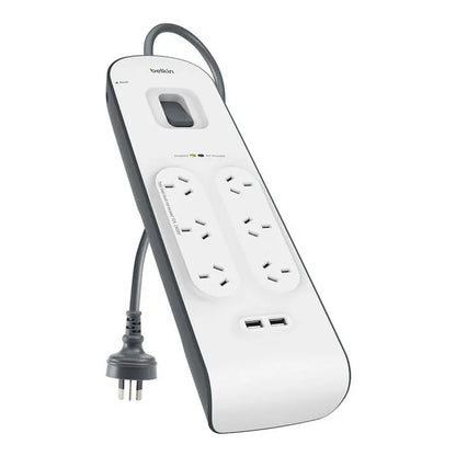 Belkin SurgePlus 6-Outlet Surge Protector With Dual USB Port 2.4 Amp-White(BSV604au2M),Heavy Duty...