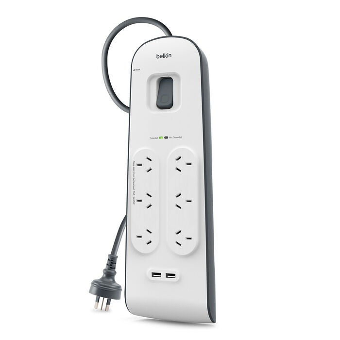 Belkin SurgePlus 6-Outlet 2-Meter Surge Protection Strip With Two (2.4) Amp USB Charging Ports... - Image 2