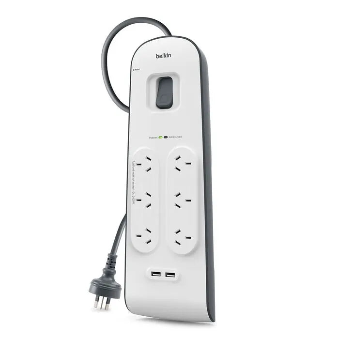 Belkin SurgePlus 6-Outlet Surge Protector With Dual USB Port 2.4 Amp-White(BSV604au2M),Heavy Duty... - Image 2