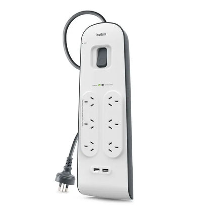 Belkin SurgePlus 6-Outlet Surge Protector With Dual USB Port 2.4 Amp-White(BSV604au2M),Heavy Duty... - Image 2