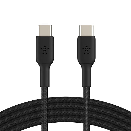 Belkin BoostCharge Braided USB-C to USB-C Cable (1M) - Black (CAB004bt1MBK), 3A/60W, 480Mbps, 30K...