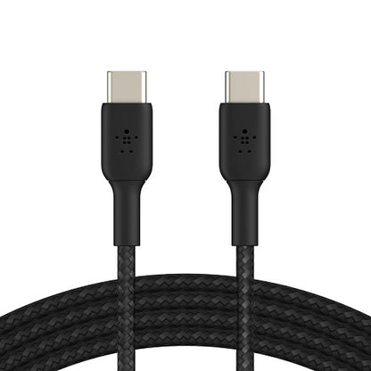 Belkin BoostCharge Braided USB-C to USB-C Cable (1M) - Black (CAB004bt1MBK), 3A/60W, 480Mbps, 30K...