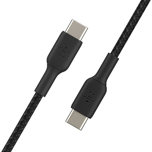 Belkin BoostCharge Braided USB-C to USB-C Cable (1M) - Black (CAB004bt1MBK), 3A/60W, 480Mbps, 30K... - Image 2