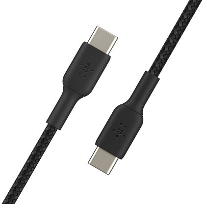 Belkin BoostCharge Braided USB-C to USB-C Cable (1M) - Black (CAB004bt1MBK), 3A/60W, 480Mbps, 30K... - Image 2