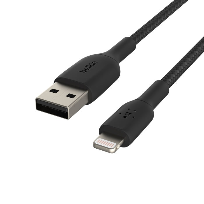 Belkin BoostCharge Braided Lightning to USB-A Cable (1M) - Black (CAA002bt1MBK), 2.4A/12W, 480Mbp... - Image 4