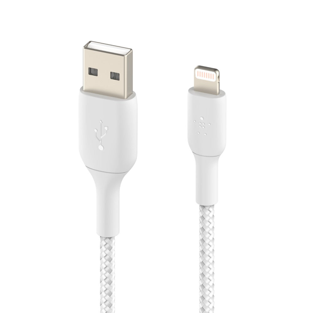 Belkin BoostCharge Braided Lightning to USB-A Cable (1M) - White (CAA002bt1MWH), 2.4A/12W, 480Mbp... - Image 2