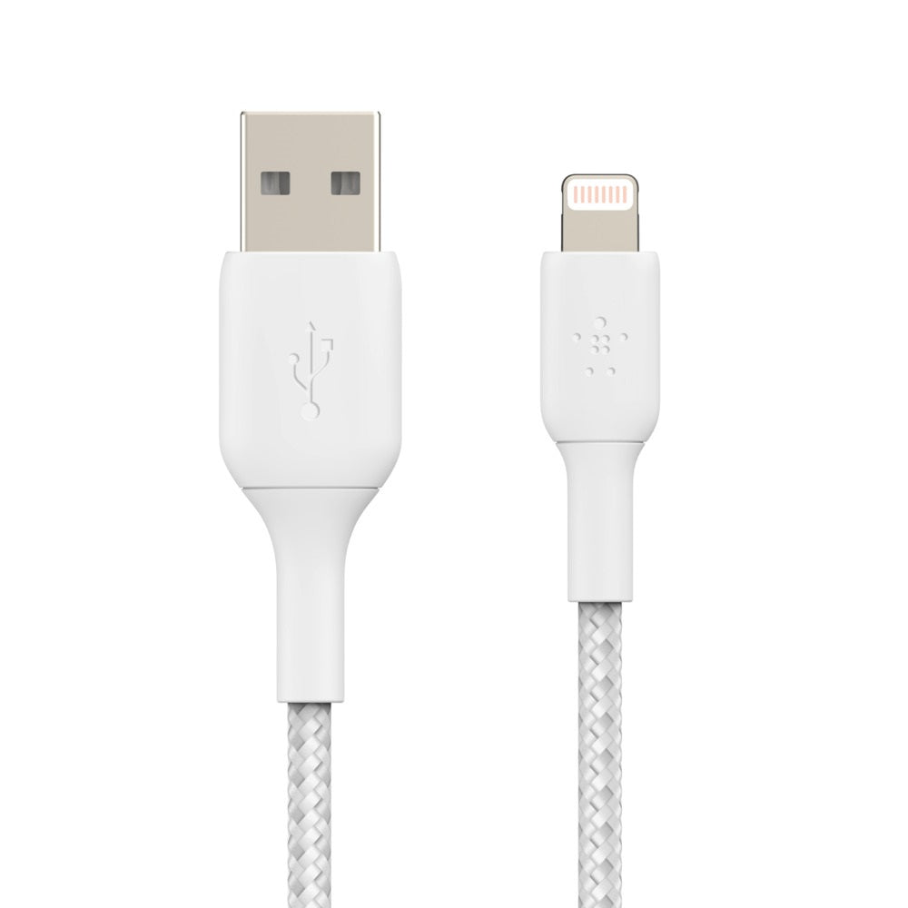 Belkin BoostCharge Braided Lightning to USB-A Cable (1M) - White (CAA002bt1MWH), 2.4A/12W, 480Mbp... - Image 3