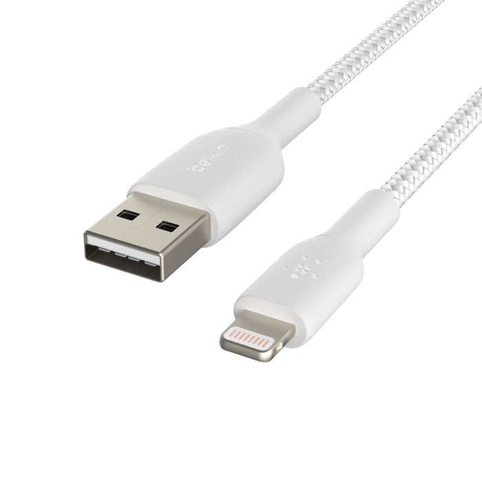 Belkin BoostCharge Braided Lightning to USB-A Cable (1M) - White (CAA002bt1MWH), 2.4A/12W, 480Mbp... - Image 4