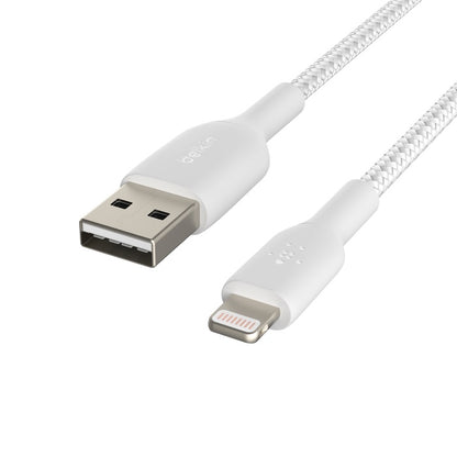 Belkin BoostCharge Braided Lightning to USB-A Cable (1M) - White (CAA002bt1MWH), 2.4A/12W, 480Mbp... - Image 4