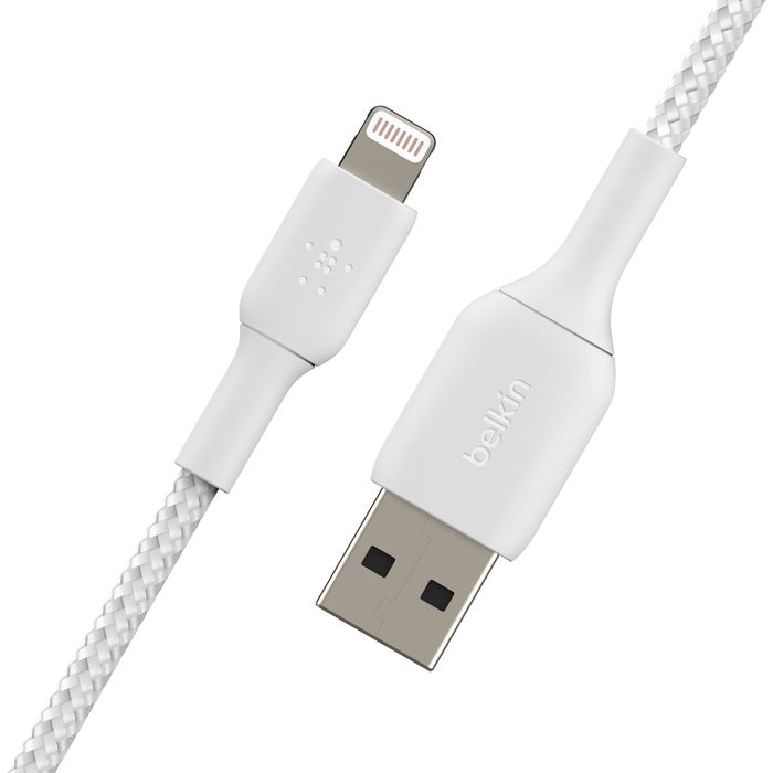 Belkin BoostCharge Braided Lightning to USB-A Cable (2M) - White (CAA002bt2MWH), 2.4A/12W, 480Mbp... - Image 4