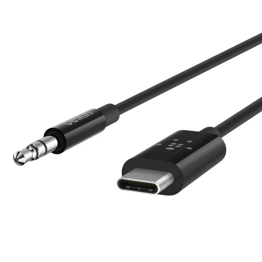 Belkin RockStar USB-C to 3.5mm Audio Cable (0.9M) - Black (F7U079bt03-BLK), Superior Audio, Apple...
