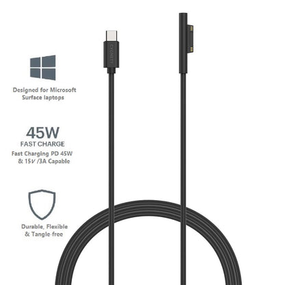 Cygnett Essentials USB-C To Microsoft Surface Laptop Cable (1M) - Black (CY3034USCMS), 45W Fast C...