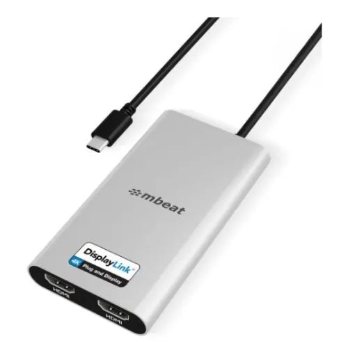 mbeat® USB-C Dual 4K HDMI DisplayLink® Adapter with PD Pass-through  Dual 4K@60Hz 2 × HDMI 2.0  1...