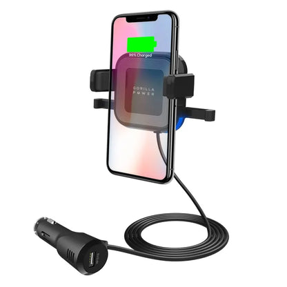 （LS） mbeat® Gorilla Power 10W Wireless Car Charger with 2.4A USB Charging, Air Vent Clip  Windshi...