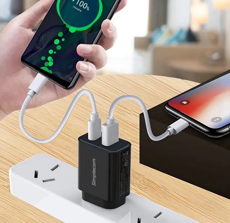 Simplecom CU220 Dual Port PD 20W Fast Wall Charger USB-C + USB-A for Phone Tablet - Chargers - Mo... - Image 4