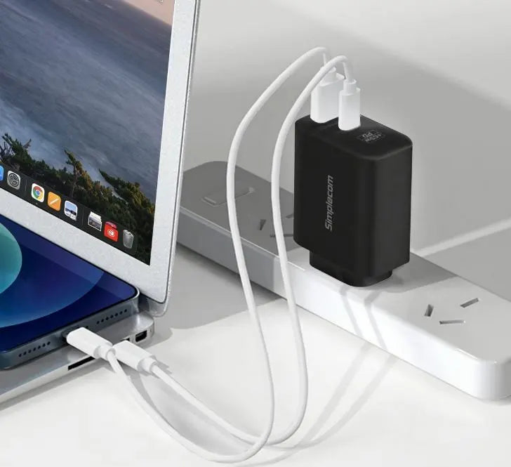 Simplecom CU265 Dual Port PD 65W GaN Fast Wall Charger USB-C + USB-A for Phone Laptop - Chargers... - Image 4