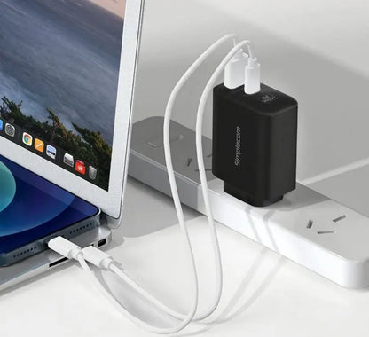 Simplecom CU265 Dual Port PD 65W GaN Fast Wall Charger USB-C + USB-A for Phone Laptop - Chargers... - Image 4