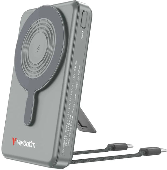 Verbatim Power Bank Magnetic Wireless 10.000 mAh C+C Display - Grey - Power Banks