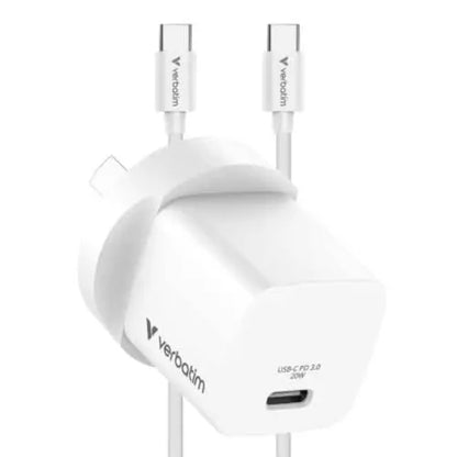 Verbatim 3 Port 65 Watt Portable GaN charger, 2 x USB-C PD 65w, 1x USB-A QC 3.0, GNC-65A Compact...