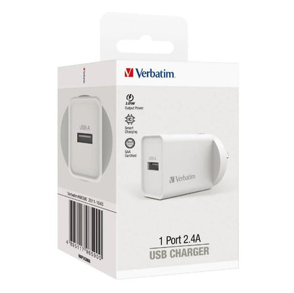 Verbatim USB Charger Single Port 2.4A - White Single Port Wall Charger Rohs, CE, Apple, Android,... - Image 4