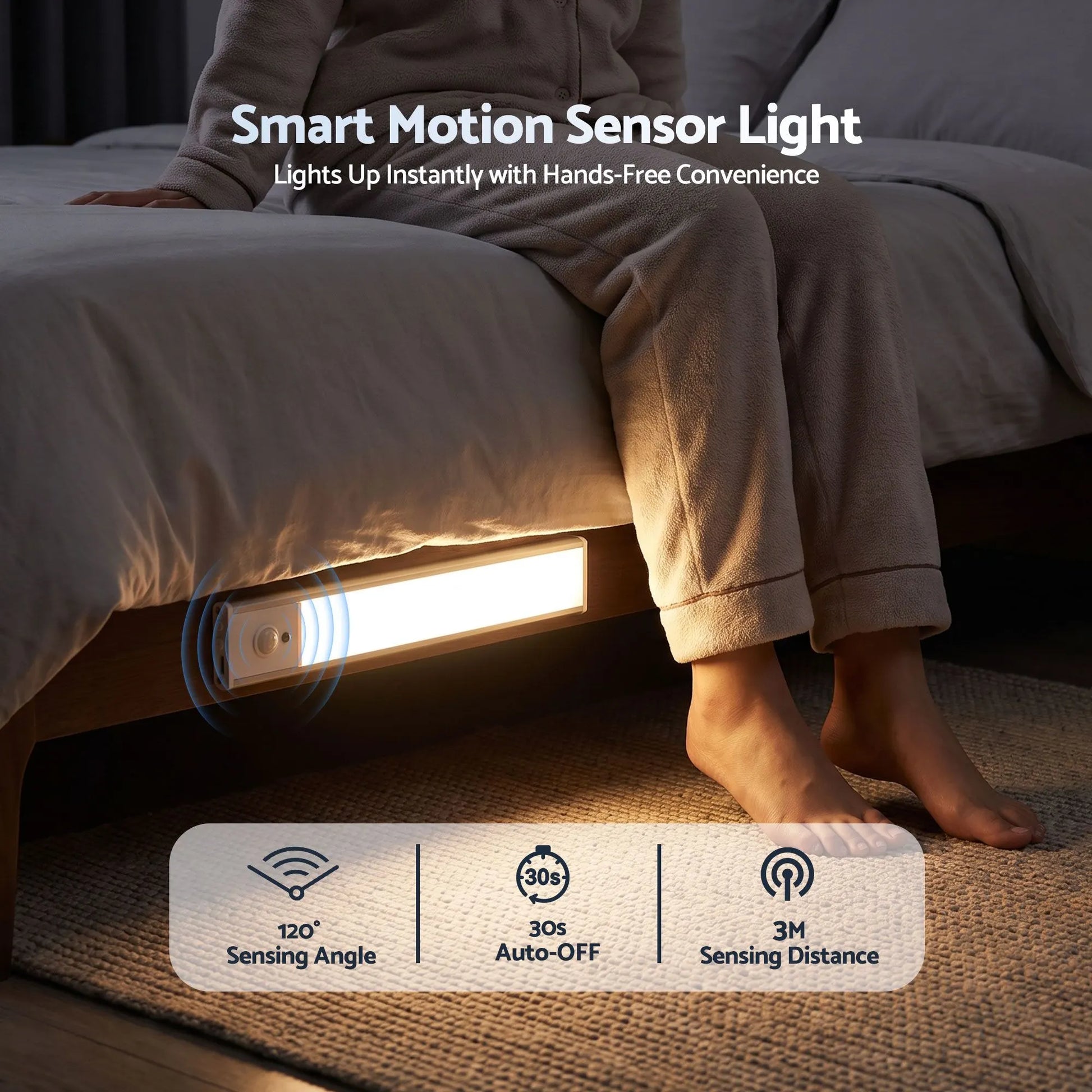 Artiss 4-Pack 25cm Motion Sensor Under Cabinet Lights, LED Closet Light with 5 Colors Dimmable - Image 7