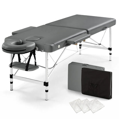 Zenses Massage Table 55cm Portable 2 Fold Aluminium Beauty Bed Grey