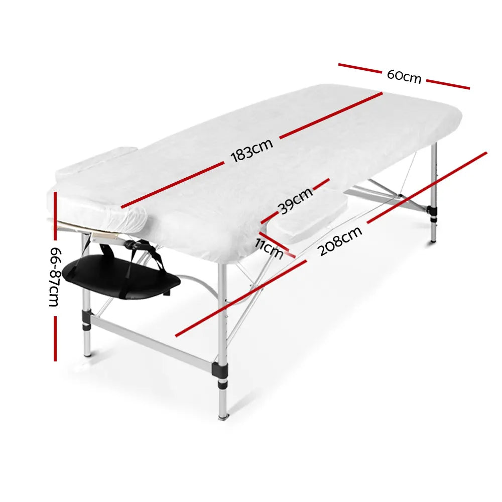 Zenses Massage Table 60cm Portable 3 Fold Aluminium Beauty Bed Black - Image 2