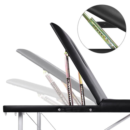 Zenses Massage Table 60cm Portable 3 Fold Aluminium Beauty Bed Black - Image 7