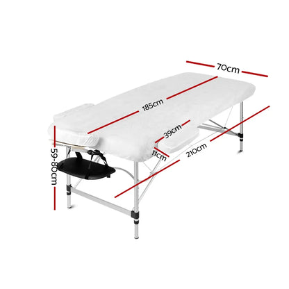 Zenses Massage Table 70cm Portable 3 Fold Aluminium Beauty Bed Black - Image 2