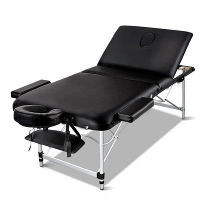 Zenses Massage Table 70cm Portable 3 Fold Aluminium Beauty Bed Black - Image 8