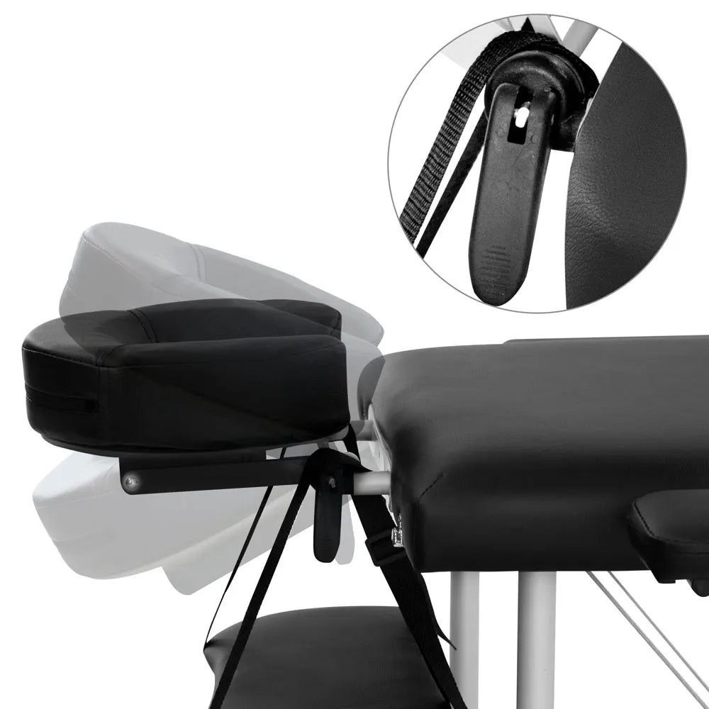 Zenses Massage Table 75cm Portable 3 Fold Aluminium Beauty Bed Black - Image 7