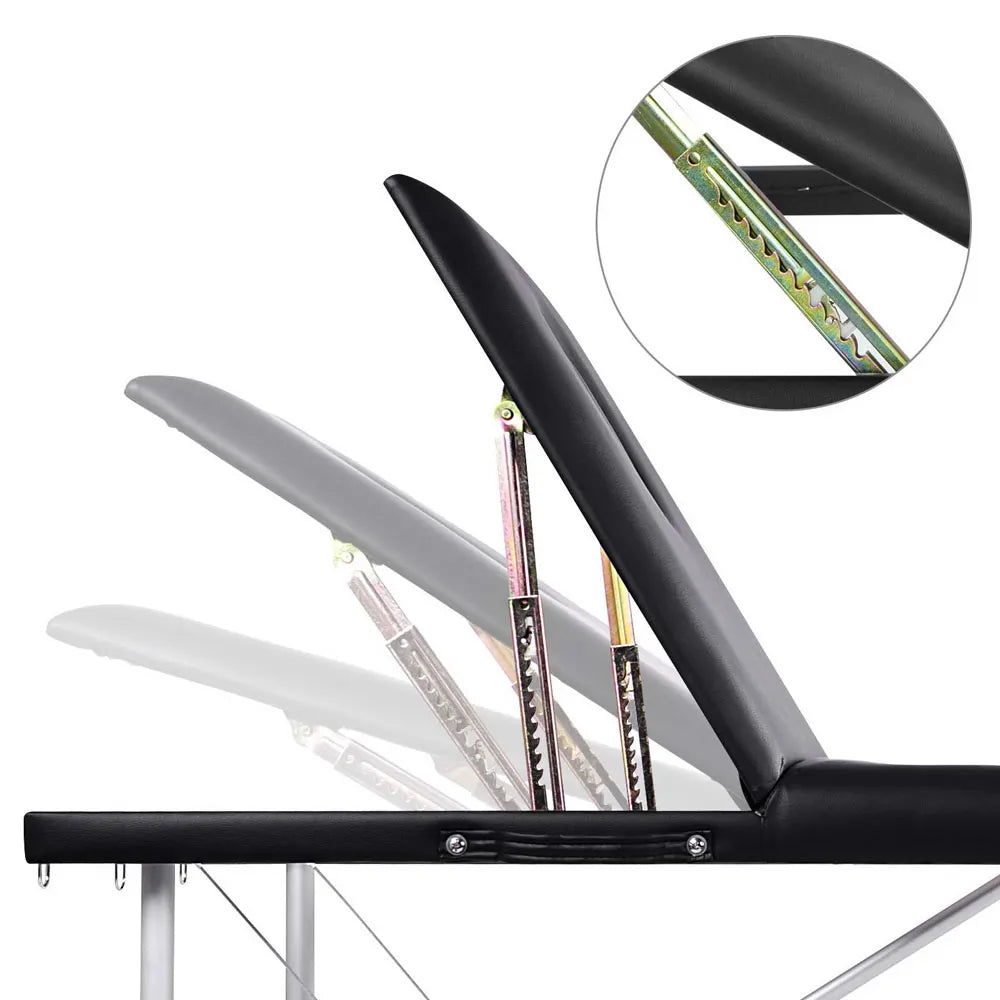 Zenses Massage Table 80cm Portable 3 Fold Aluminium Beauty Bed Black - Image 7
