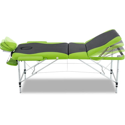Zenses Massage Table 75cm Portable 3 Fold Aluminium Beauty Bed Green - Image 3