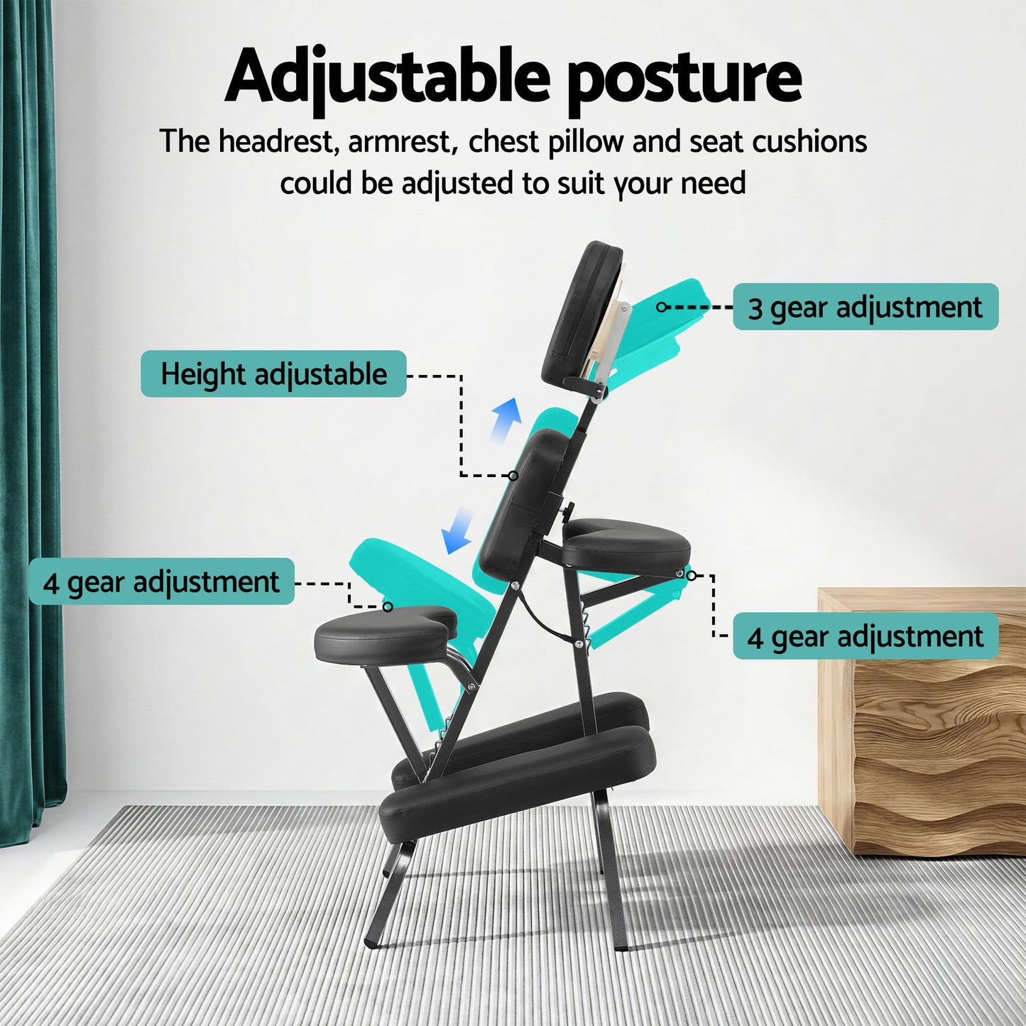 Zenses Portable Massage Chair Lightweight Folding Tattoo Lash Beauty Bed - Image 5